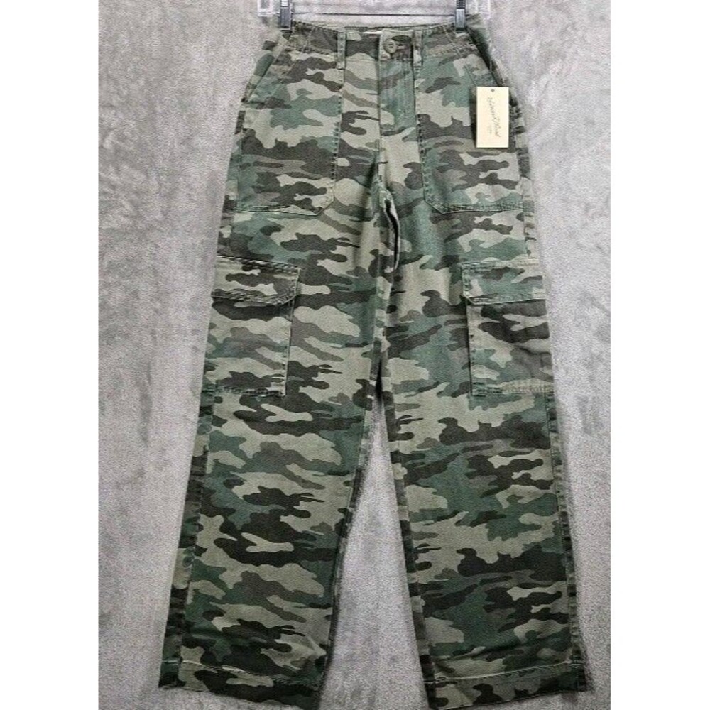 Cargo Pants Womens 0 Green Camo Utility Straight Leg Stretch Universal Threads - Picture 15 of 16